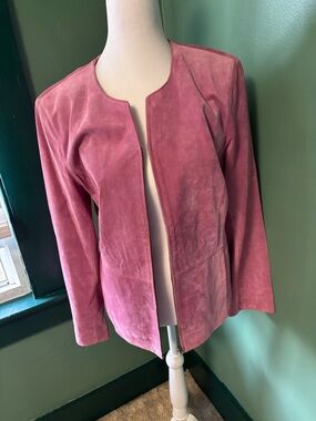 Coldwater Creek Rose Suede Collarless Leather Jacket
